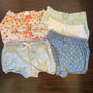 Lot of 6 Shorts - 6-12months - Carters, H&M, Baby Gap, Joe Freah